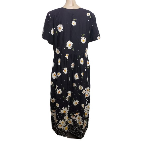 Vintage Black Daisy Summer Print Dress On The Verge Size Large Maxi - Picture 3 of 11
